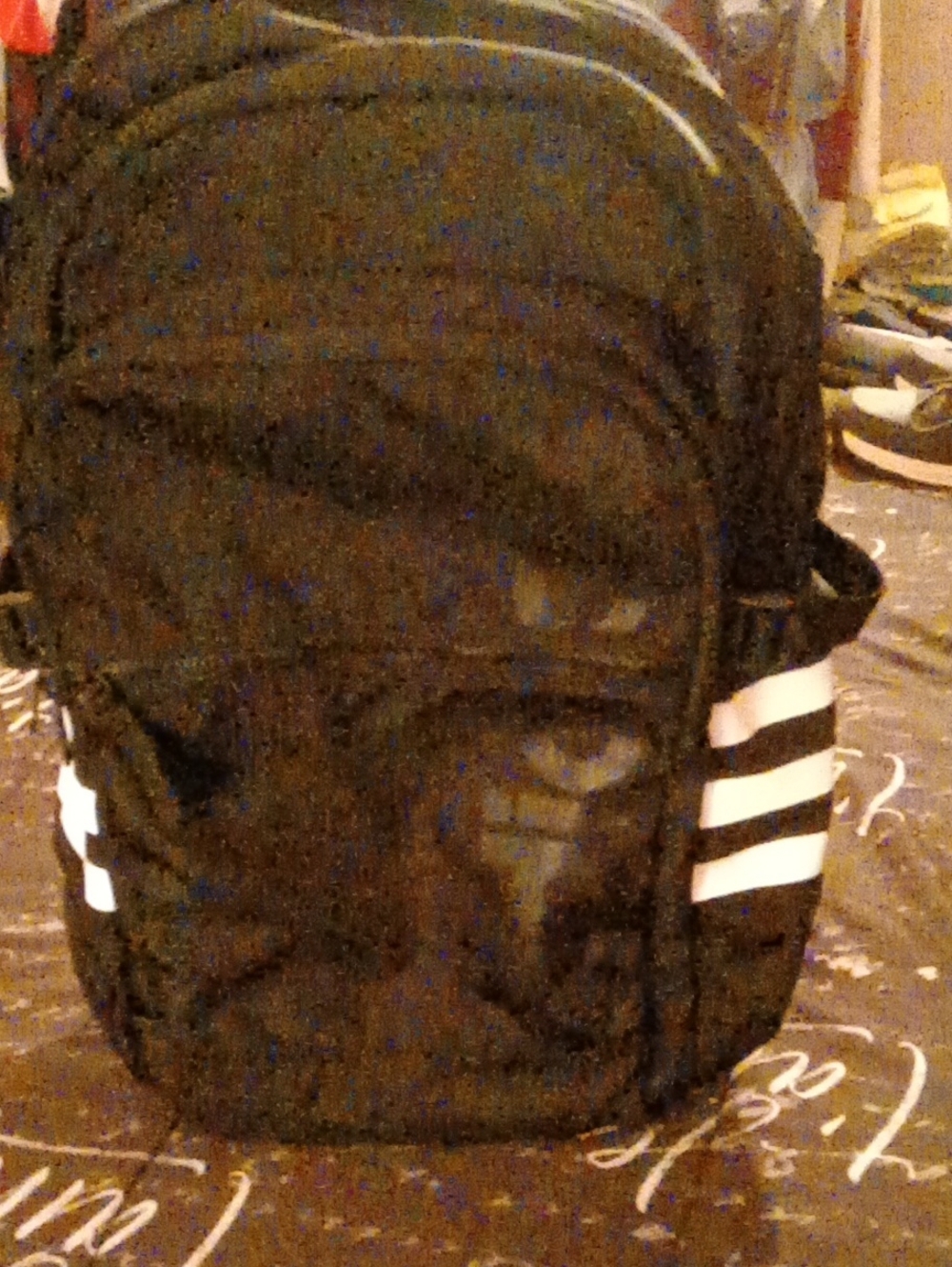 Black Men's Backpack with White Stripe Accents